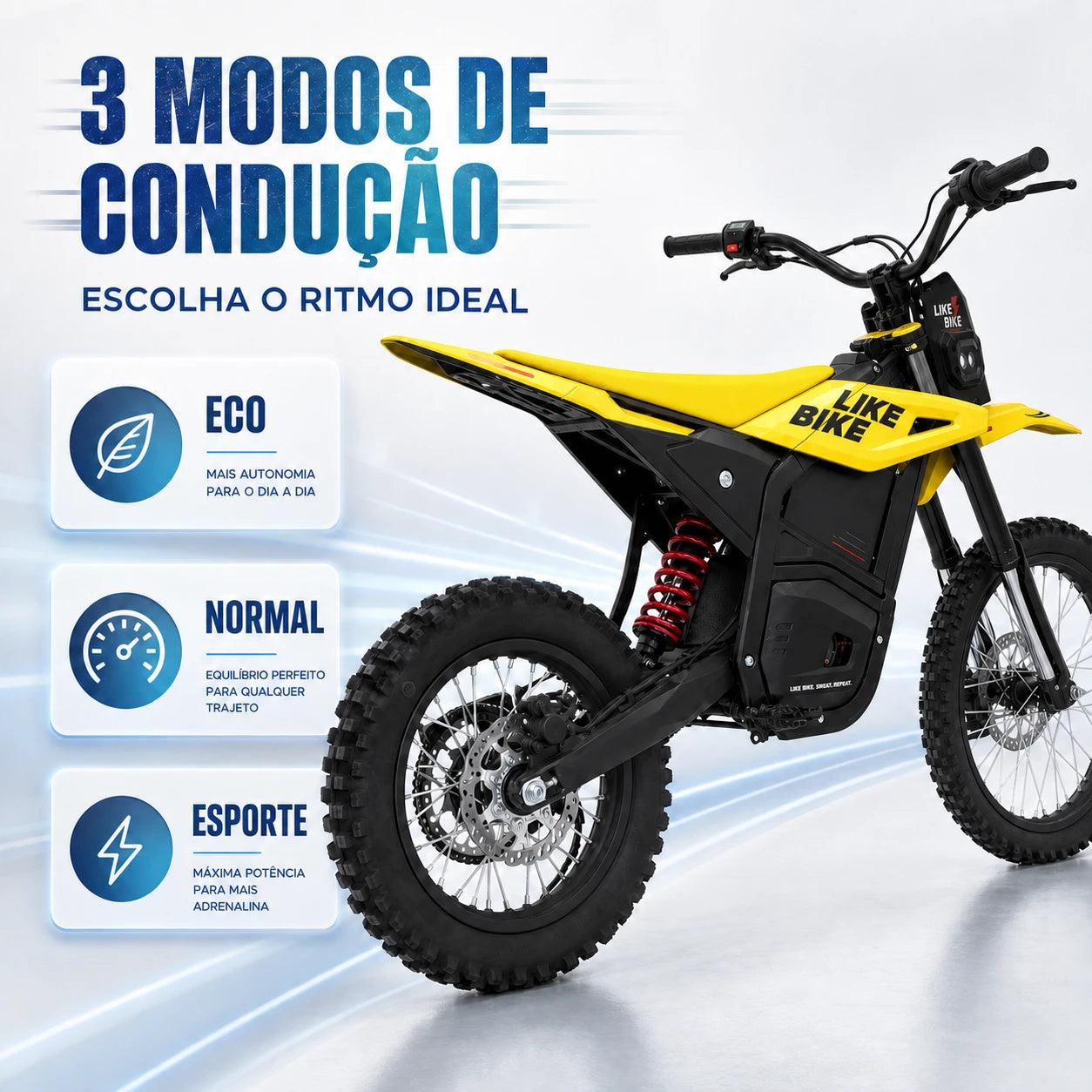 Moto Elétrica Likebike LF01 1000W 48V 23Ah - Off-Road