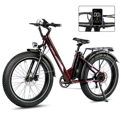 Bicicleta Elétrica Likebike Lander S com pneus largos, motor de 500W e bateria de 48V 13Ah