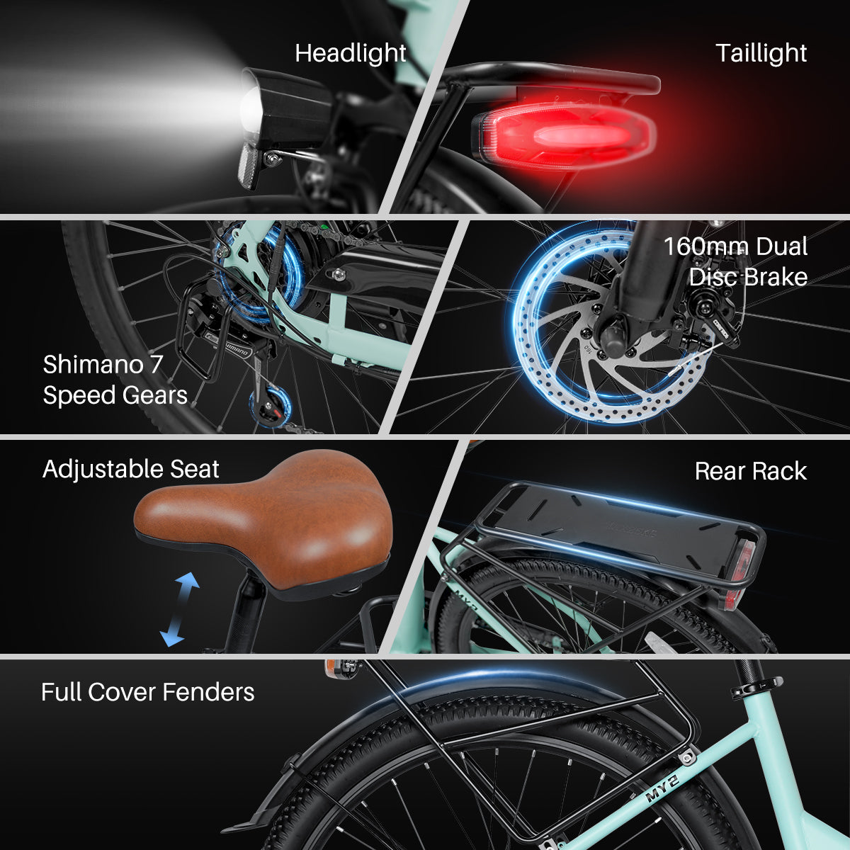 Bicicleta Elétrica Likebike MY2 Modelo Passante 26 Polegadas para Adultos, E-bike de Deslocamento Diário