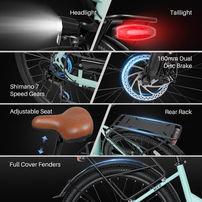 Bicicleta Elétrica Likebike MY2 Modelo Passante 26 Polegadas para Adultos, E-bike de Deslocamento Diário