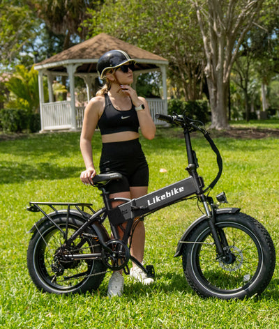 Likebike Cityfun Bicicleta Elétrica Dobrável com Pneus Grandes, Potência de 500W, Bicicleta Elétrica Portátil para Todo Terreno