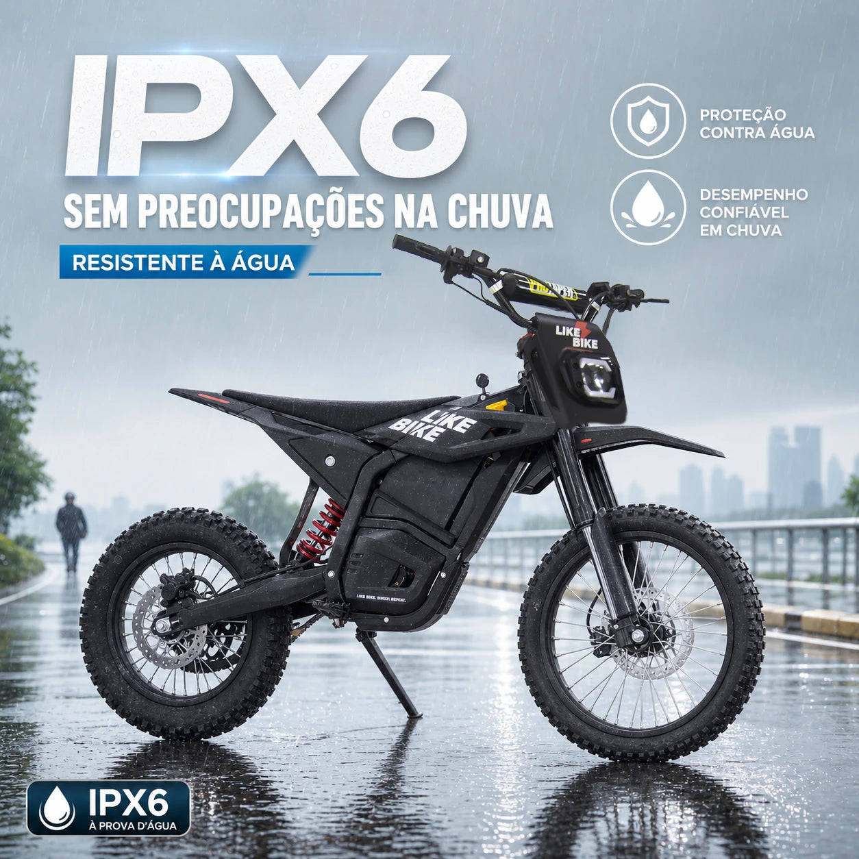 Moto Elétrica Likebike LF01 1000W 48V 23Ah - Off-Road